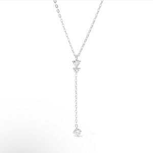 Stainless Steel Rhinestone Drop Necklace